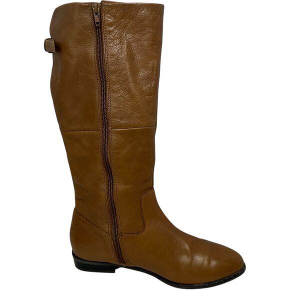 ALDO Tall Midcalf Riding Boots Womens Sz 8 Camel Brown Leather Expandable Calf - Picture 10 of 15